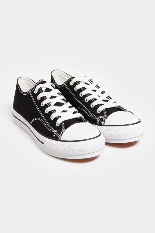 LTS Black Platform Canvas Trainers In Standard Fit | Long Tall Sally  2