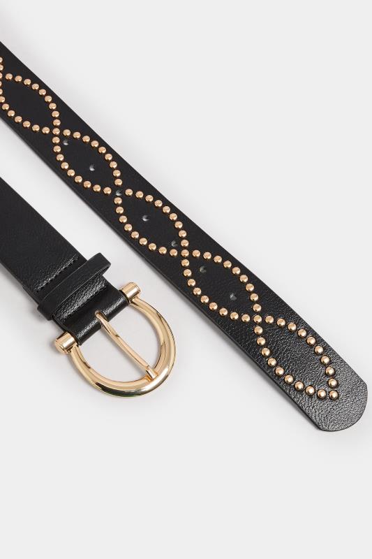 Black & Gold Twisted Stud Belt | Yours Clothing 4
