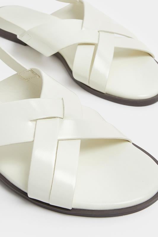 White Faux Leather Cross Over Strap Sandals In Wide E Fit | Yours Clothing 4