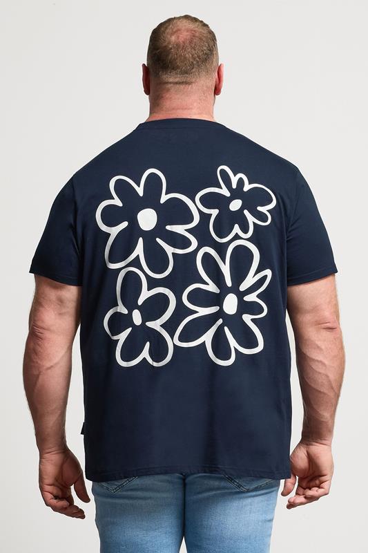 BadRhino Big & Tall Navy Blue Flower Graphic T-Shirt | BadRhino 4