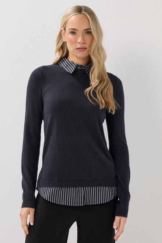 LTS Tall Navy Blue 2 In 1 Jumper Shirt | Long Tall Sally 2
