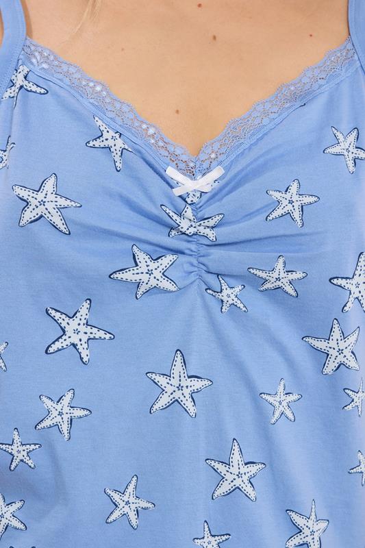 LTS Tall Women's Blue Starfish Print Cotton Wide Leg Pyjama Set | Long Tall Sally 4