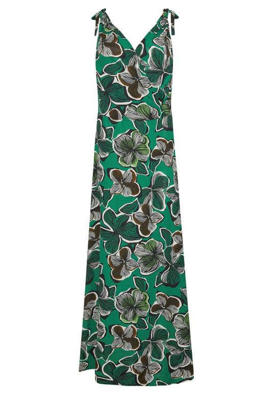 LTS Tall Women's Green Tropical Print Shoulder Tie Maxi Dress | Long Tall Sally 6