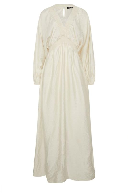 LTS Tall Women's Cream Textured Shirred Detail Maxi Dress | Long Tall Sally 7