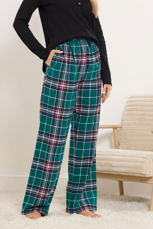 LTS Tall Turquoise Green Cotton Check Pyjama Bottoms | Long Tall Sally 2