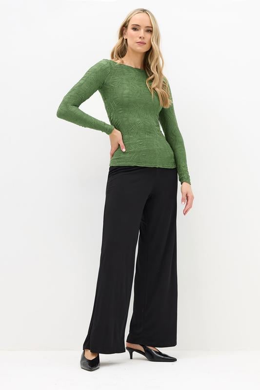 LTS Tall Green Textured Slash Neck Top | Long Tall Sally 3
