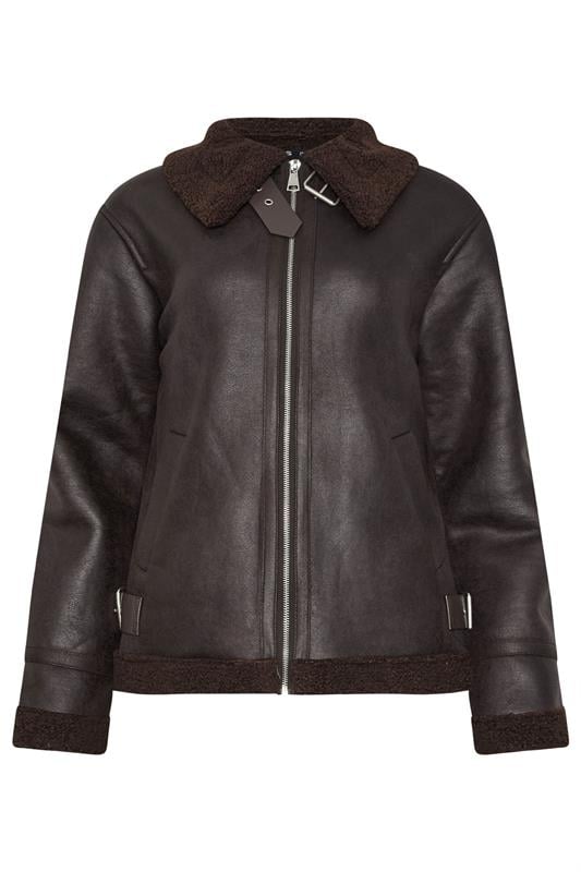 LTS Tall Chocolate Brown Aviator Jacket | Long Tall Sally 7
