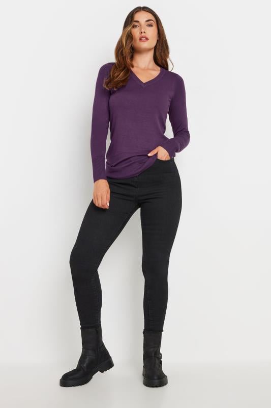 LTS Tall Purple V-neck Long Sleeve Jumper | Long Tall Sally 3