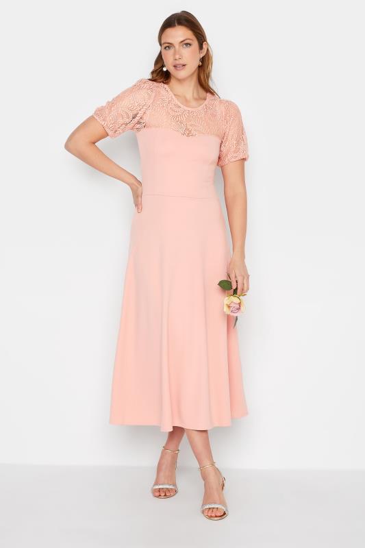 Tall  LTS Tall Pink Lace Midi Dress