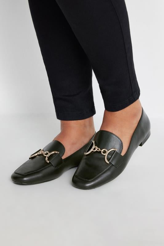Plus Size  Yours Black Link Loafer In Wide E Fit