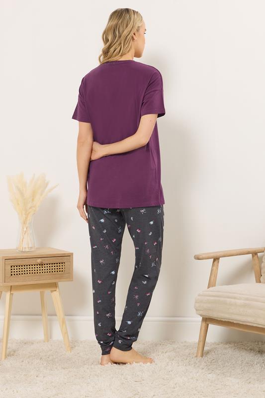 LTS Tall Woman's Burgundy Red 'Sunday Club' Slogan Pyjama Set | Long Tall Sally 3