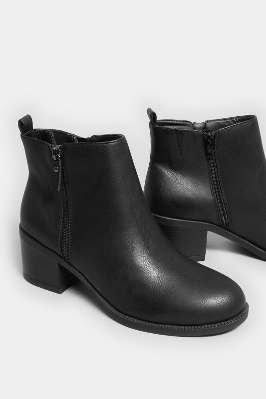 Black Side Zip Block Heel Boots In Wide E Fit & Extra Wide EEE Fit | Yours Clothing 5