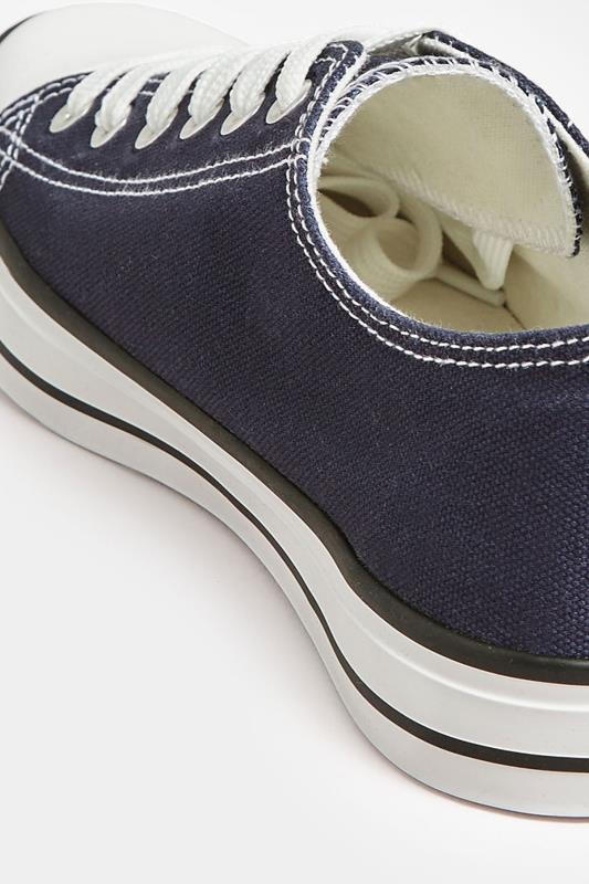 LTS Navy Canvas Low Trainers In Standard Fit | Long Tall Sally  4