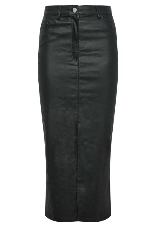 LTS Tall Black Coated Midi Skirt | Long Tall Sally  5