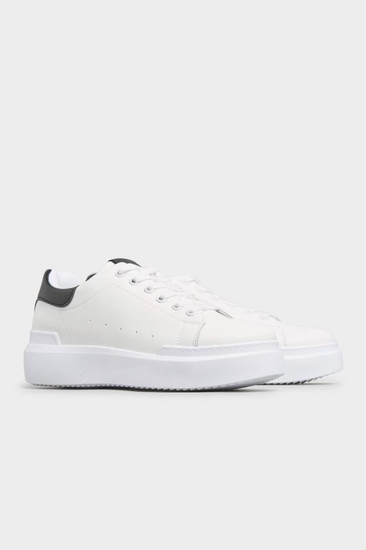 LIMITED COLLECTION White and Black Flatform Trainer In Wide Fit | Yours Clothing 4