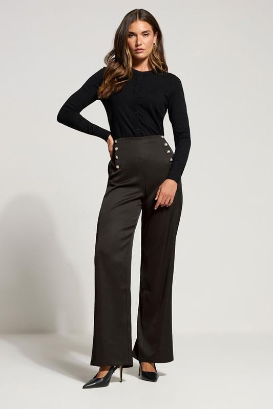 Tall  LTS Tall Black Military Button Detail Trousers