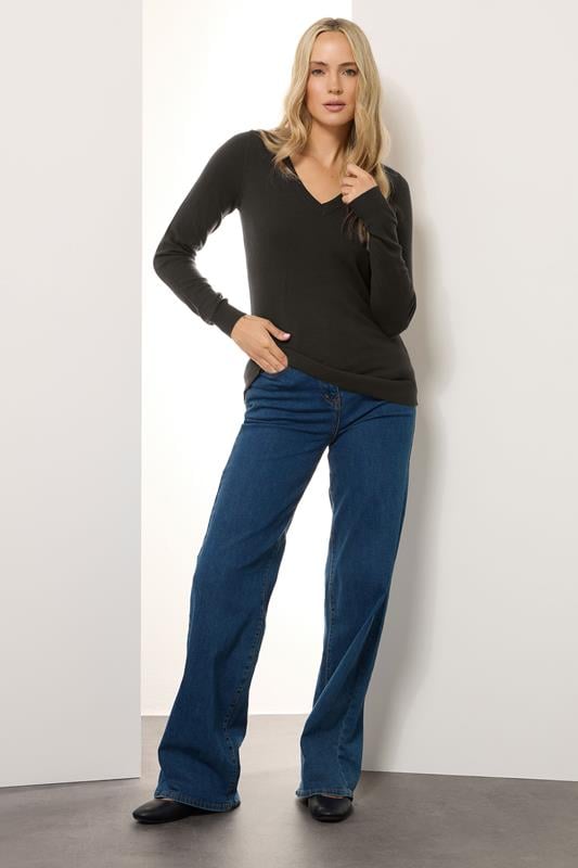 LTS Tall Chocolate Brown Knit V-Neck Jumper | Long Tall Sally 2