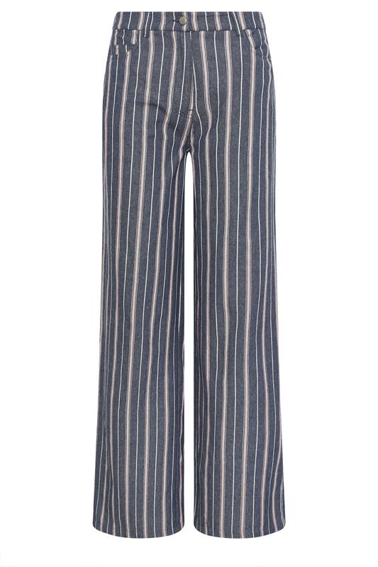 LTS Tall Women's Denim Blue Stripe Cotton Wide Leg Jeans | Long Tall Sally 6