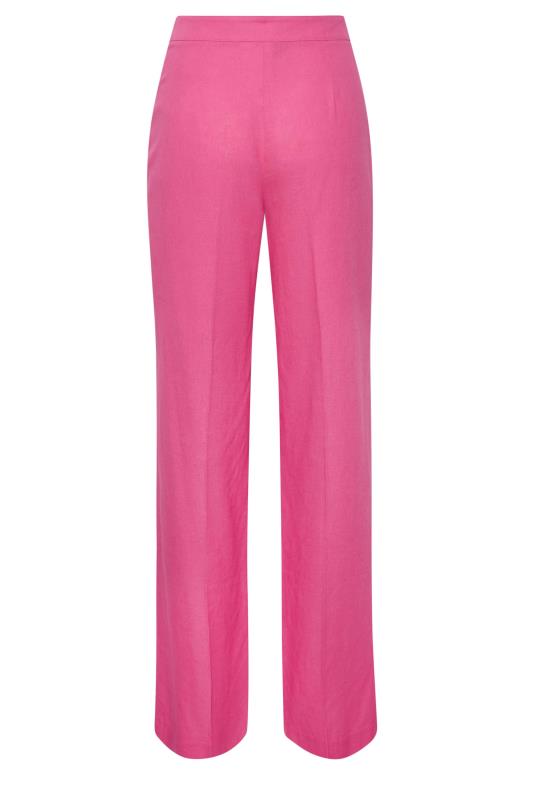LTS Tall Hot Pink Linen Look Trousers | Long Tall Sally  5
