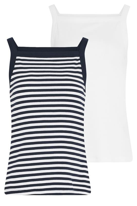 LTS Tall Women's 2 PACK White Stripe High Neck Ribbed Vest | Long Tall Sally 7