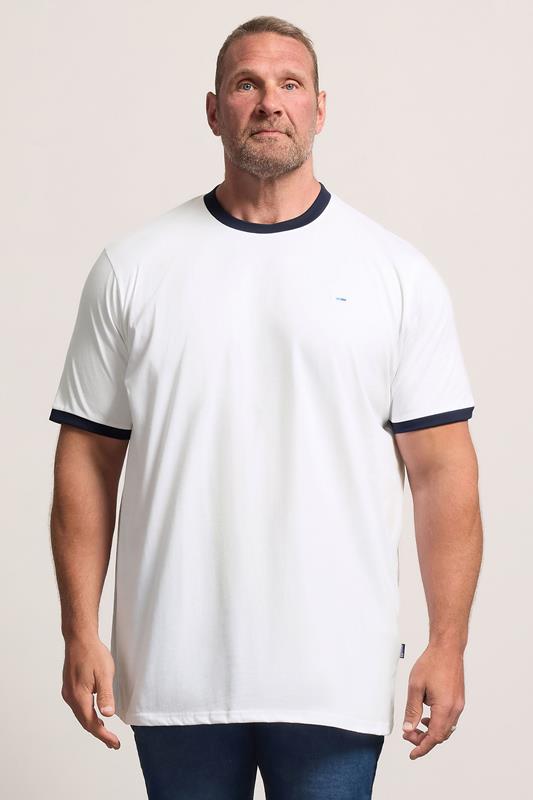 BadRhino Big & Tall White Extra Long Ringer T-Shirt | BadRhino 1