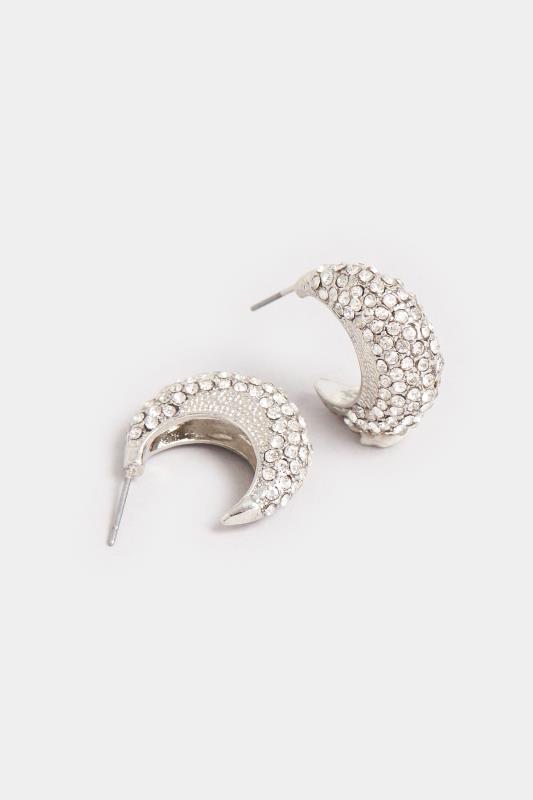 Silver Tone Diamante Cluster Hoop Earrings | Yours Clothing 3