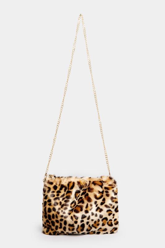 Natural Brown Leopard Print Faux Fur Bag 4