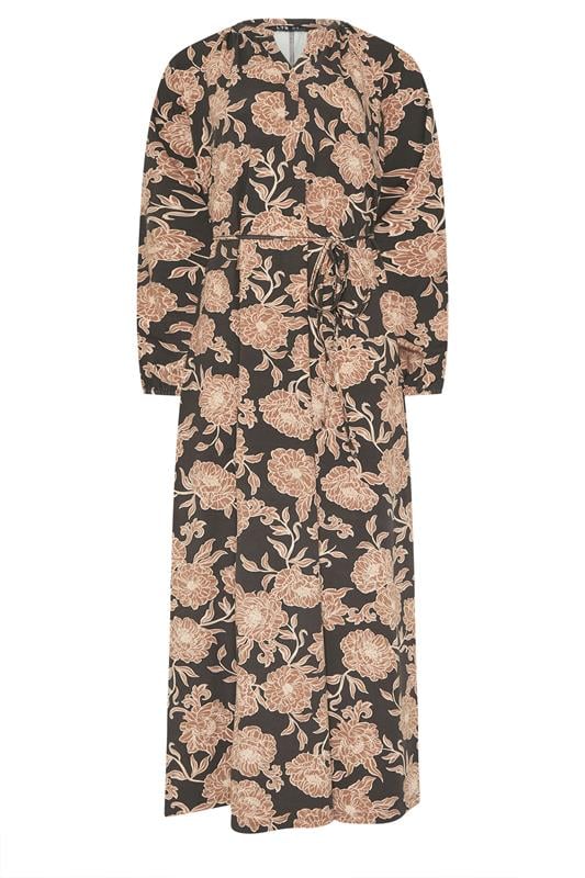 LTS Tall Brown Floral Belted Maxi Dress | Long Tall Sally 3