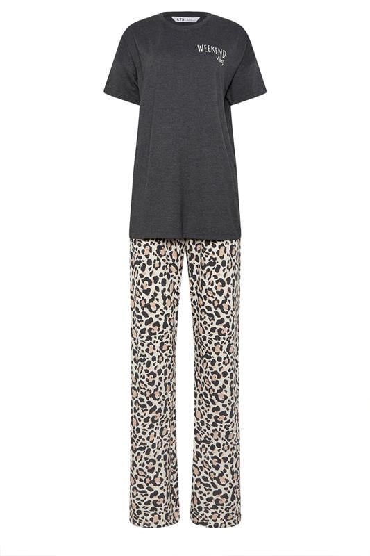 LTS Tall Women's Charcoal Grey 'Weekend Vibes' Slogan Pyjama Set | Long Tall Sally 6