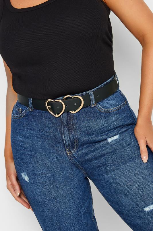 Black & Gold Double Heart Belt | Yours Clothing 1