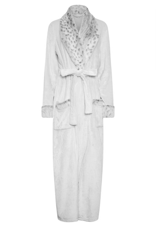 LTS Tall Womens Light Grey Animal Print Shawl Maxi Dressing Gown | Long Tall Sally  5