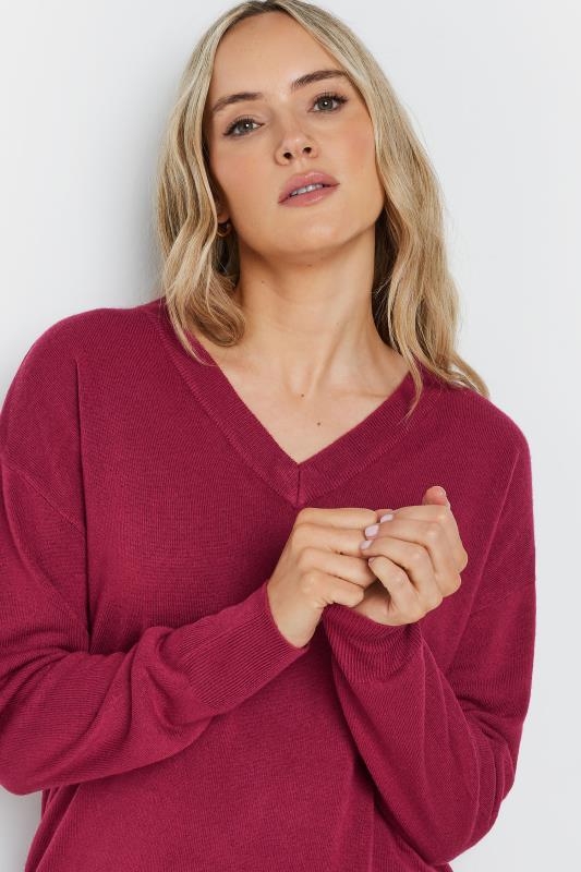 LTS Tall Red Long Sleeve V-Neck Jumper | Long Tall Sally 4