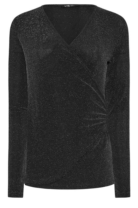 LTS Tall Black Glitter Wrap Top | Long Tall Sally 1