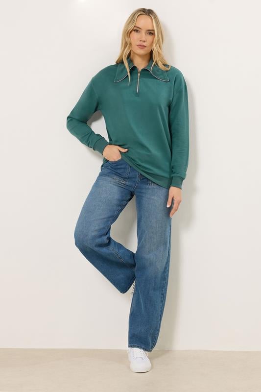 LTS Tall Women's Teal Green Quarter Zip Sweatshirt | Long Tall Sally 2