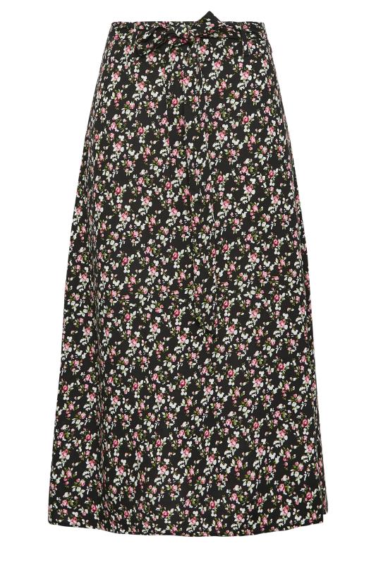 LTS Tall Women's Black Ditsy Print Belted Midi Skirt | Long Tall Sally 4