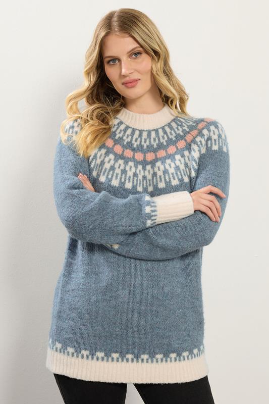LTS Tall Blue Fairisle Knitted Jumper | Long Tall Sally 1