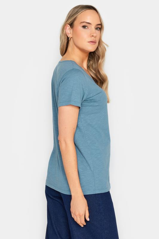 LTS Tall Womens Denim Blue V-Neck T-Shirt | Long Tall Sally 3