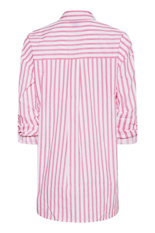 LTS Tall Women's Pink Stripe Oversized Cotton Shirt | Long Tall Sally 7