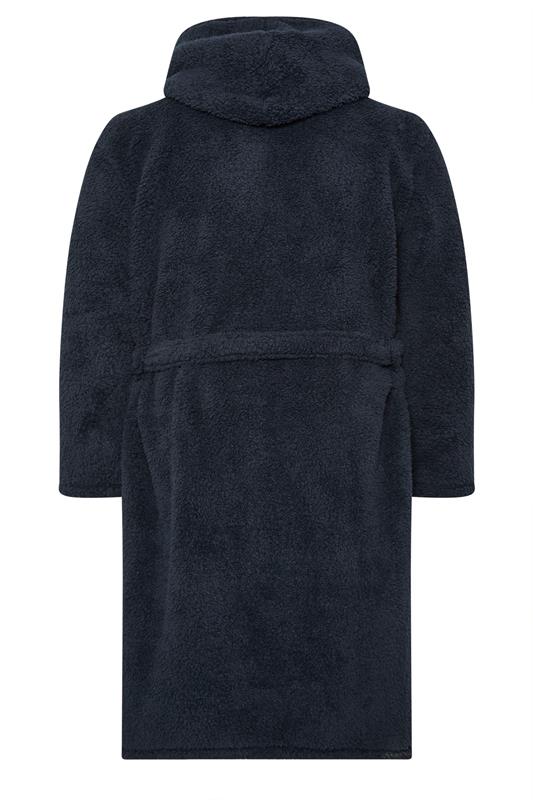 BadRhino Big & Tall Navy Blue Borg Dressing Gown | BadRhino 6