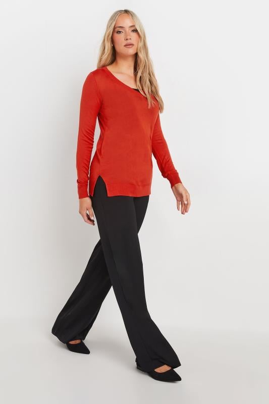 LTS Tall Womens Red Fine Knit V-Neck Jumper | Long Tall Sally 2