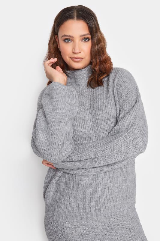 LTS Tall Grey Funnel Neck Knitted Jumper | Long Tall Sally  5