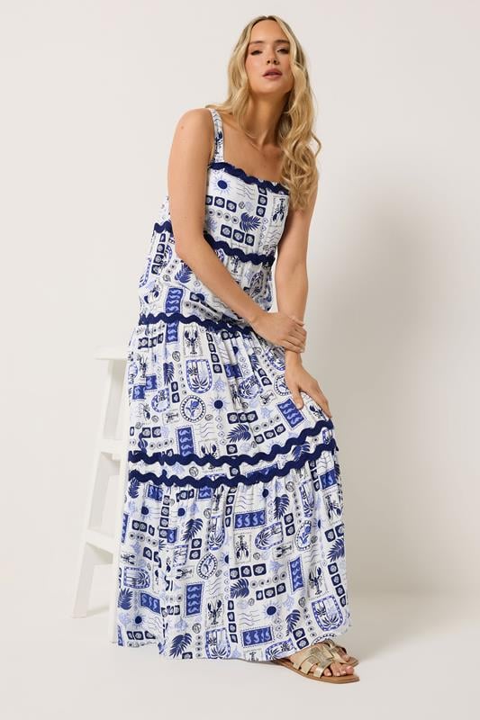 LTS Tall Women's Blue Postcard Print Maxi Dress | Long Tall Sally 2