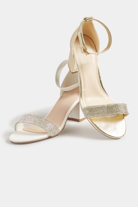 LTS Gold Diamante Block Heel Shoes in Standard Fit | Long Tall Sally 6