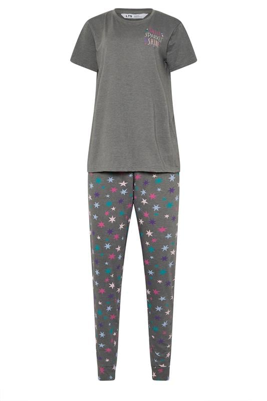 LTS Tall Grey Star Graphic Cuffed Pyjama Set | Long Tall Sally 5