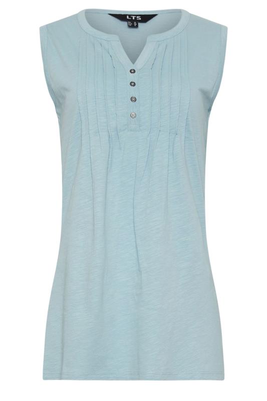 LTS Tall Women's Light Blue Cotton Henley Vest Top | Long Tall Sally 5