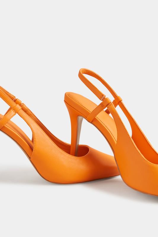 LTS Orange Sling Back Heel Court Shoes in Standard Fit | Long Tall Sally 5