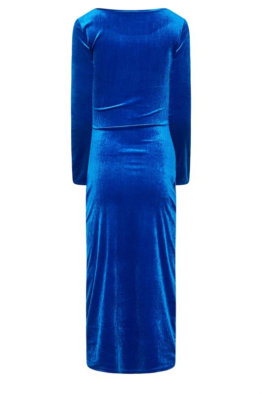 LTS Tall Women's Cobalt Blue Ruched Velvet Midi Dress | Long Tall Sally 7