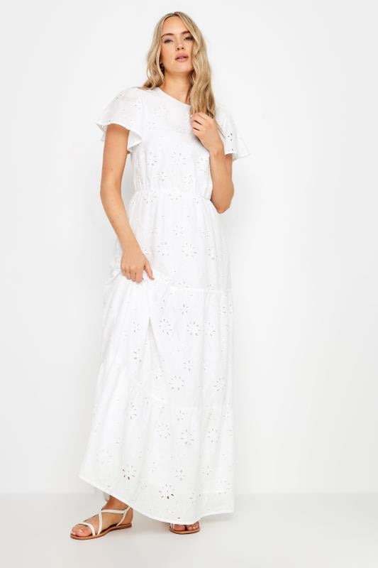 LTS Tall White Broderie Flutter Sleeve Maxi Dress | Long Tall Sally 2