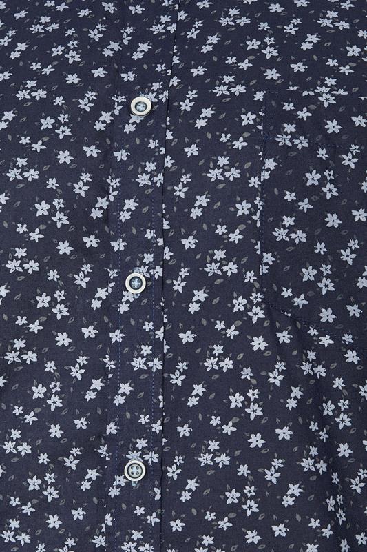 KAM Big & Tall Navy Blue Floral Shirt | BadRhino 3