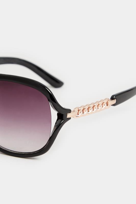 Black Oversized Chain Detail Sunglasses | Yours Clothing  4